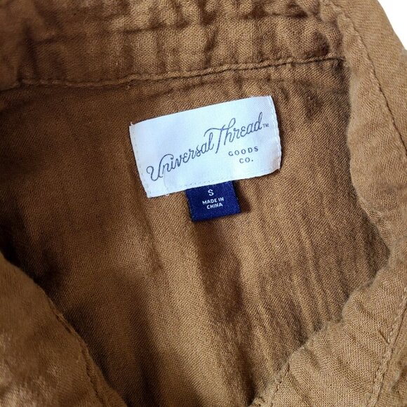 Universal Thread Long Sleeve Oversized Button Up Shirt Womens S Mustard Tan - Picture 3 of 8